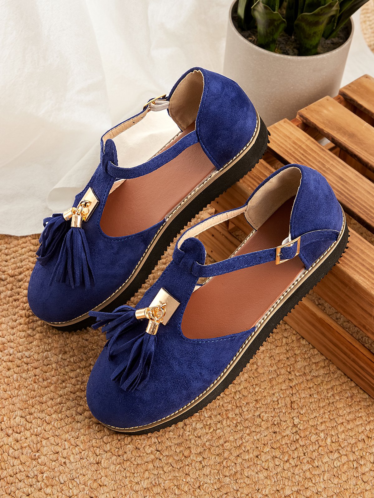 Femmes Or Boucle Frange Mary Jane Chaussure