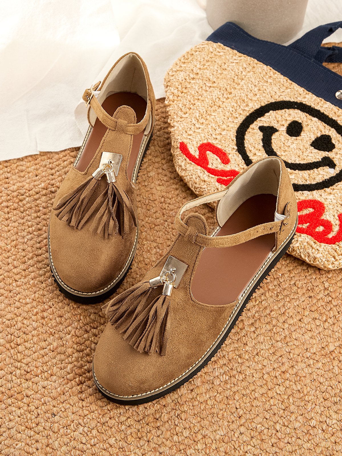 Femmes Or Boucle Frange Mary Jane Chaussure
