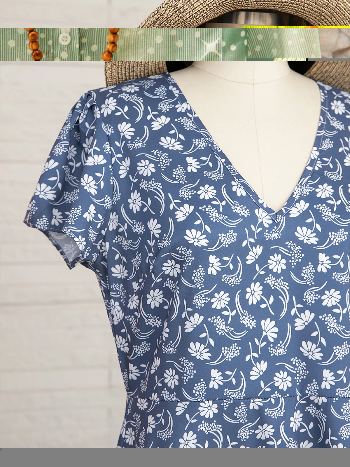 Robe D'été Femme Vetement Hippie Chic Florale Mince à Manches Courtes