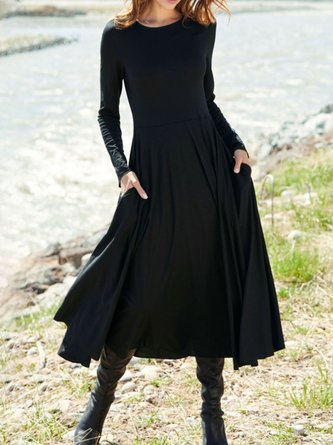 Robe longue noire Unicolour Décontracté Ample Robes