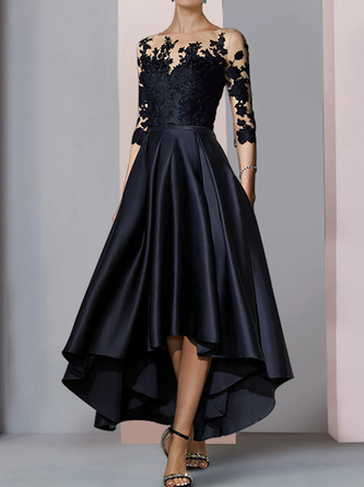 Robes Femmes Plain Printemps / Automne Élégant Aucune élasticité Mariage Maxi Manches 3/4 l'Encolure Bateau Non