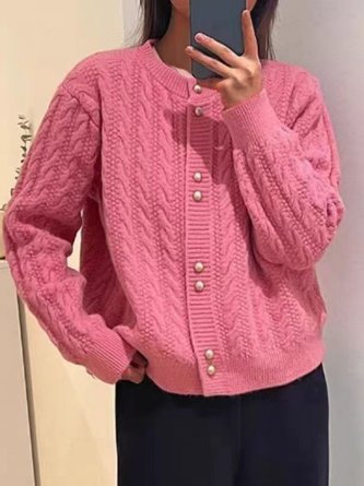 Cardigans Décontracté Floral Hiver Boutonné Poids lourd Manches Longues