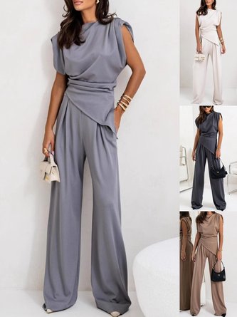 Ensemble Deux Pièces Femme Beige Côté Femme - Taille 40 - Polyester - Occasion Très Bon état