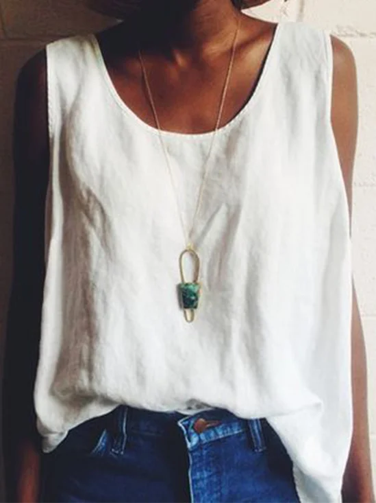 Sans Manches en Mélangé de Coton T-shirt