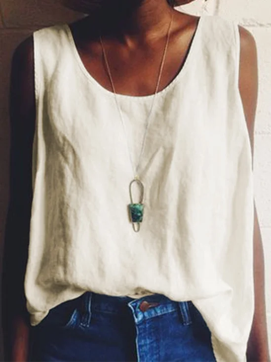 Sans Manches en Mélangé de Coton T-shirt
