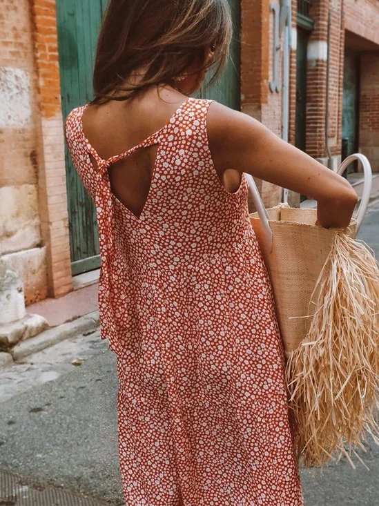 Robe Florale Bohémienne en Coton pour Vacances