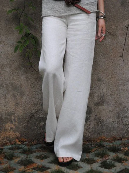 Décontracté Coton Pantalons Unicolores
