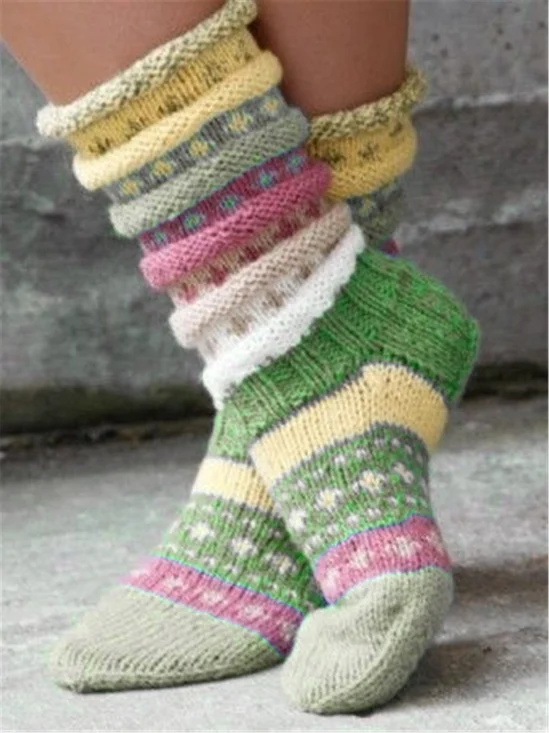 Chaussettes Tricotées en laine pour femmes Décontracté sans épaisseur pour l'hiver