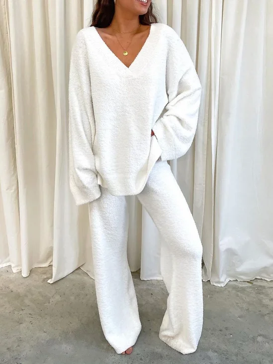Ensemble en maille deux pièces manches longues décontracté femme pull combinaison