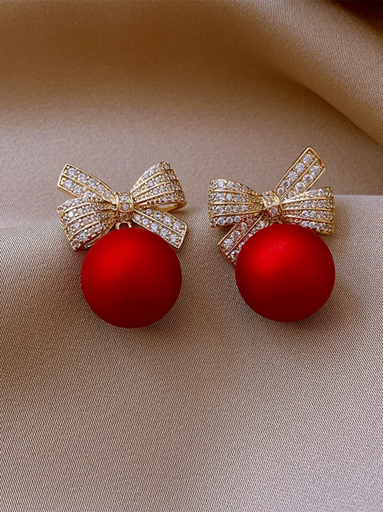 Boucles d'oreilles Femme Toutes Les Saisons Élégant Papillon Métal Fête Perle Noël Pendre