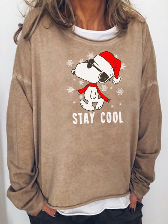 Sweat-shirts Femmes Décontracté Imprimé d'Animal Automne Col Rond Poids Moyen Micro-élasticité Quotidien en Mélangé de Coton Régulier
