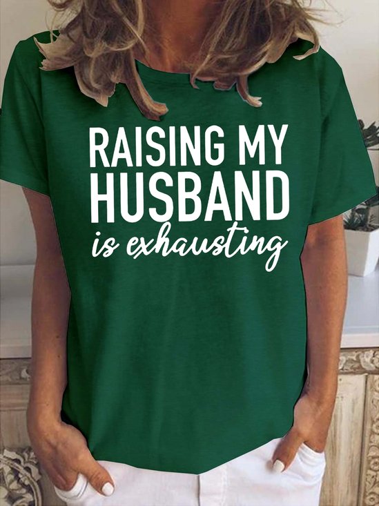 T-shirts Femmes Décontracté Imprimé de Lettre Été Coton Col Rond Micro-élasticité Quotidien Manches Courtes Droit