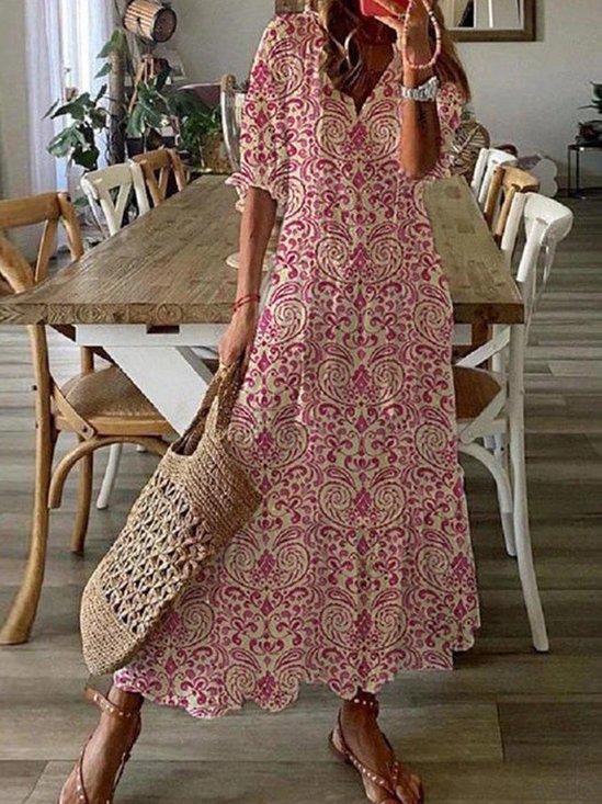 Robe bohème robe été caftan hippie longue Ample Tribal Floral plage vacance