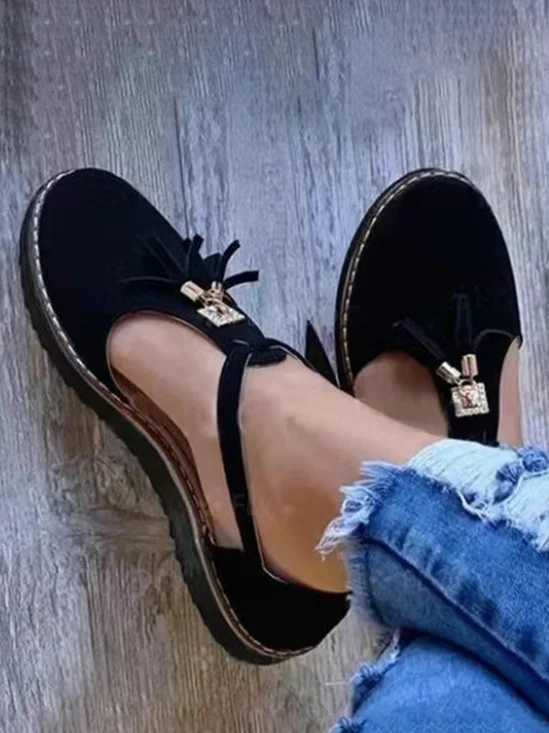Femmes Or Boucle Frange Mary Jane Chaussure