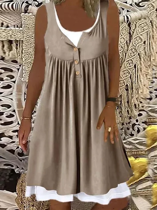 Robe bohème chic Col Rond Coupe Régulière Plain Manches Courtes Tricoté Robe