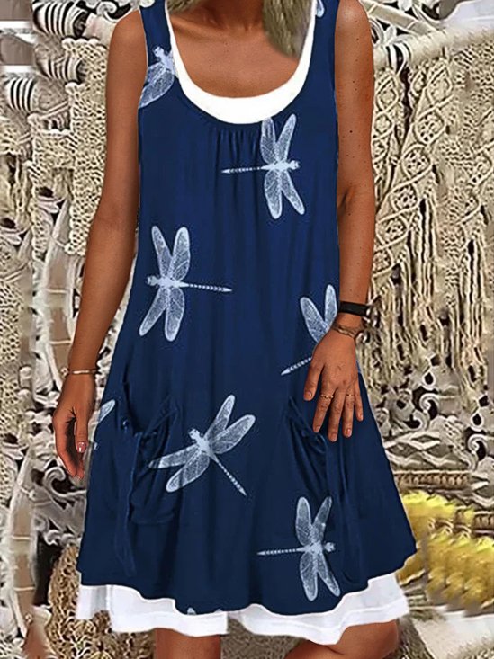 Robe à Col Rond Sans Manches