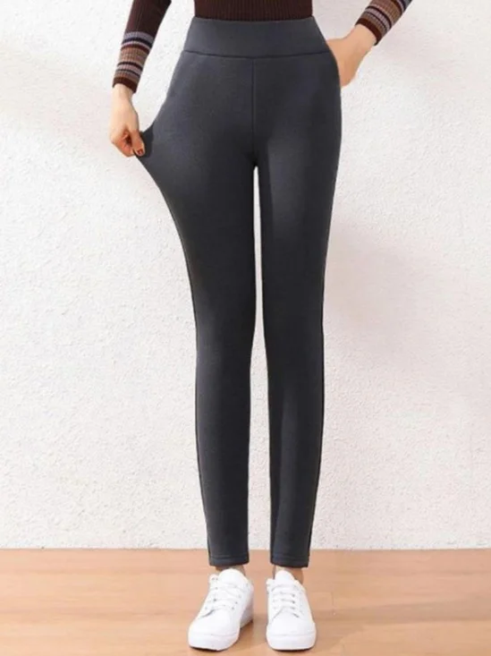 Pantalons De Yoga Femmes Décontracté Plain Printemps / Automne Taille Haute Poids lourd Adapté Laine d'agneau Long Long
