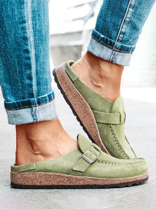 Sandales Décontractées Confortables en Cuir à Enfiler pour Femmes