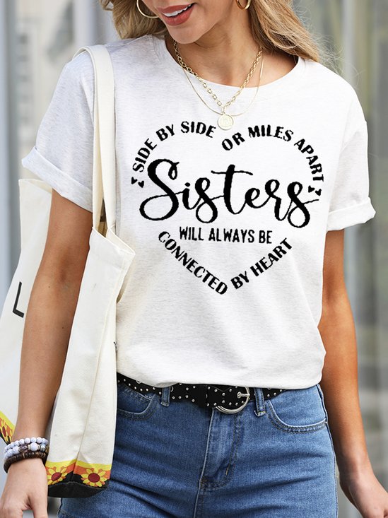 T-shirts Décontracté Imprimé de Lettre Été Col Rond Poids Moyen Quotidien Manches Courtes Régulier Droit pour Femmes