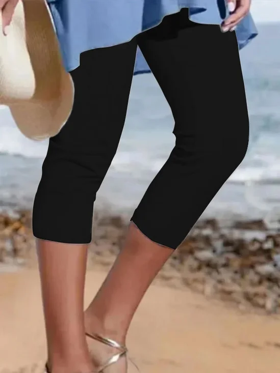 Pantalons De Yoga Femmes Plain Toutes Les Saisons Décontracté Quotidien Jersey Corsaire Droit Régulier T.-N.-L.