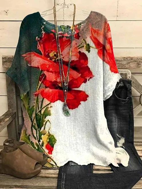 T-shirts Femmes Été Décontracté Abstrait Graphique Polyester Aucune élasticité Quotidien Demi Manche Régulier Régulier