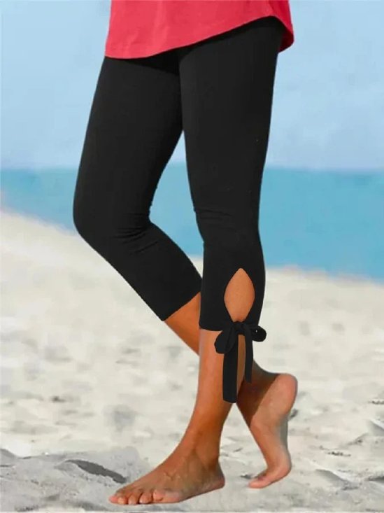 Noir Décontracté Plain Jersey Pantalons De Yoga