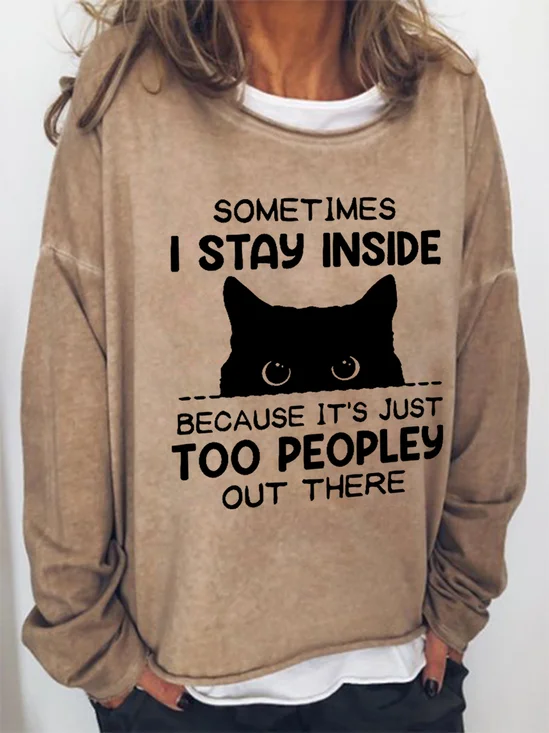 Sweat-shirts Printemps / Automne Simple Lettres de texte Léger Micro-élasticité Quotidien Col Rond Régulier Droit pour Femmes