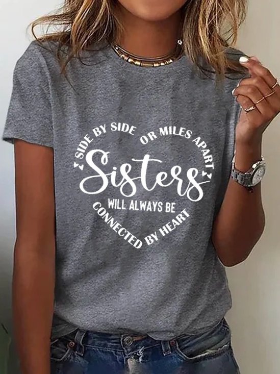 Décontracté Col Rond Manches Courtes Ample Texte Des lettres T-shirt