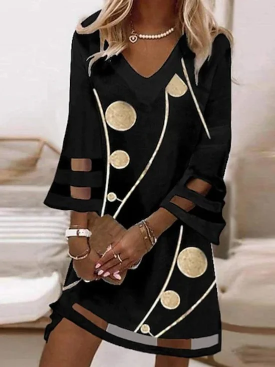 Robe de Soirée Femme Grande Taille Géométrique Décontracté Noël Robe de Cocktail Automne A-Line Soirée Occasion