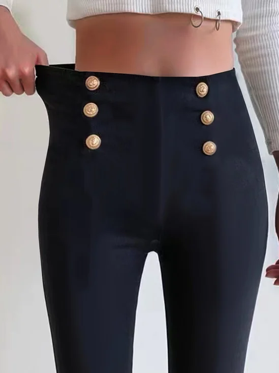 Pantalons De Yoga Décontracté Plain Toutes Les Saisons Naturel à Haute Élasticité Faire la navette Taille Élastique Long Legging pour Femmes