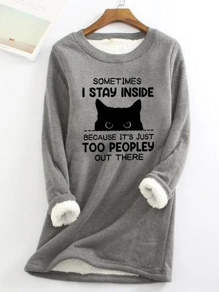 Sweat-shirts Femmes Printemps / Automne Simple Chat Polyester Quotidien Ample Manches Longues Col Rond Régulier
