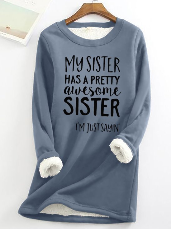 Sweat-shirts Femmes Printemps / Automne Simple Lettres de texte Poids lourd Micro-élasticité Ample Manches Longues Col Rond Droit