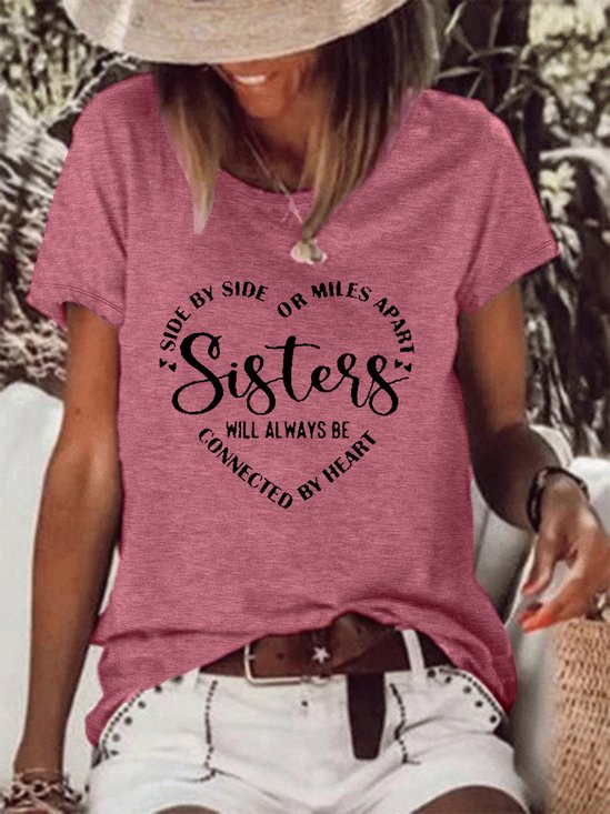 T-shirts Femmes Décontracté Imprimé de Lettre Été Poids Moyen Aucune élasticité Manches Courtes Ample Régulier Droit