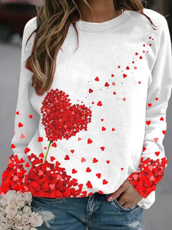 Sweat-shirts Femmes Décontracté Printemps Coeur/cordé Quotidien Jersey Manches Longues Col Rond le Jour de la Saint-Valentin Droit