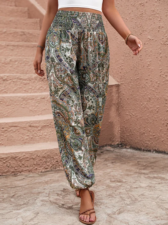 Pantalons Décontracté Ethnique Toutes Les Saisons Polyester Naturel Micro-élasticité Ample Long Régulier pour Femmes