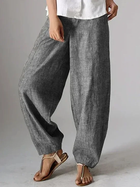 Naturel Décontracté Plain Lin Pantalons