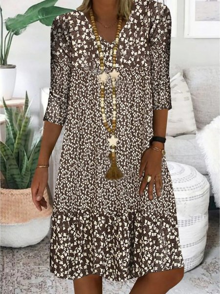 Robes Femmes Décontracté Printemps / Automne Floral Motif Naturel Coupe Régulière Mi-longue Régulier T.-N.-L. Non