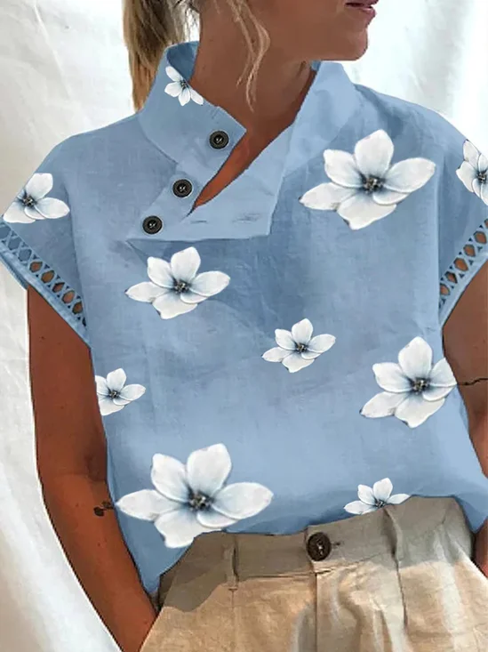 Chemises Femmes Décontracté Floral Été Dentelle Aucune élasticité Quotidien Meilleure vente Asymétrique Droit