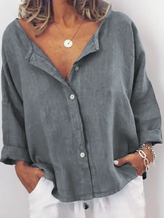 Hauts Décontracté Été Solide Micro-élasticité Grande taille Régulier H-Line Régulier Taille régulière pour femme