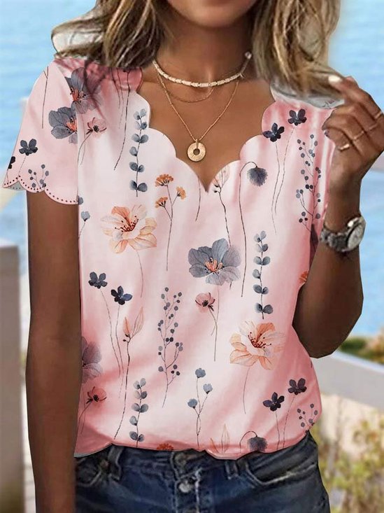 T-shirts Femmes Décontracté Floral Été Quotidien Sans Manches Régulier Droit Régulier Élasticité moyenne