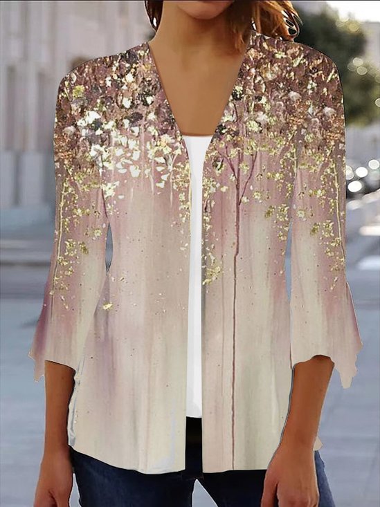 Kimono Décontracté Abstrait Printemps / Automne Naturel Quotidien Droit Élasticité moyenne Col de Chemise AA pour Femmes
