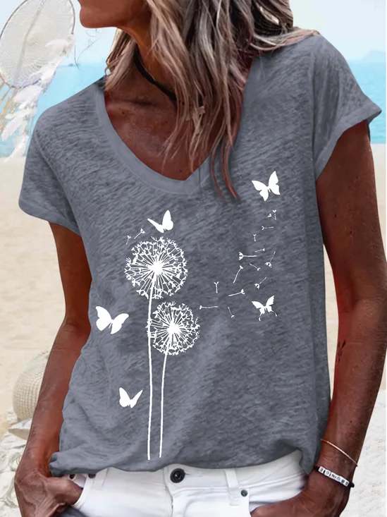 T-shirts Décontracté Plain Été Quotidien Coupe Régulière Manches Courtes Régulier Droit Élasticité moyenne pour Femmes