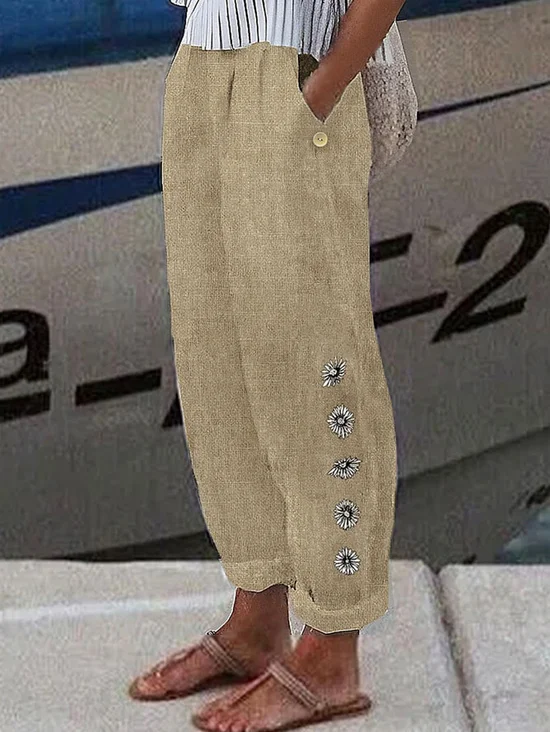 Pantalons Femmes Décontracté Toutes Les Saisons Marguerite Naturel Quotidien Meilleure vente Boucle Régulier CC