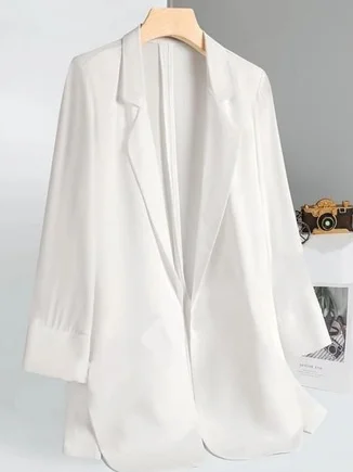 Blazers Femmes Décontracté Plain Printemps / Automne Polyester Naturel Ample Standard Manches 3/4 Droit