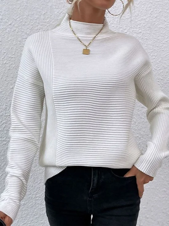 Sweat-shirts Femmes Décontracté Plain Printemps / Automne Poids lourd Micro-élasticité Quotidien Ample Col Roulé Droit