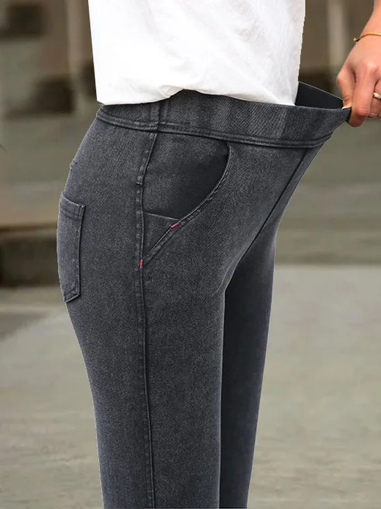 Pantalons Femmes Décontracté Plain Toutes Les Saisons Polyester Naturel Micro-élasticité Ample Droit Régulier