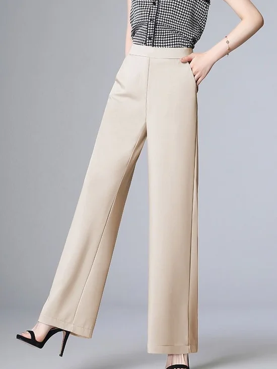 Pantalons Femmes Décontracté Plain Toutes Les Saisons Polyester Micro-élasticité Quotidien Pantalon droit Droit Poche Couture