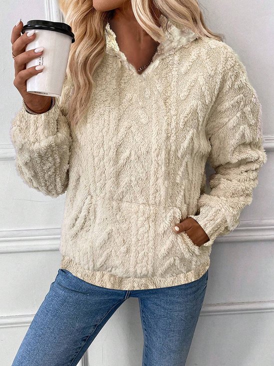 Sweat-shirts Décontracté Côtelé Printemps / Automne Polyester Poids lourd Micro-élasticité Quotidien Coupe Régulière Manches Longues pour Femmes