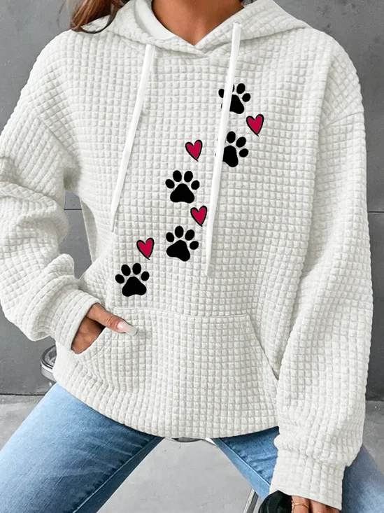 à Capuche Décontracté Printemps / Automne Chien Sweat-shirt à Capuche Aucune élasticité Quotidien Ample en Mélangé de Coton Droit pour Femmes