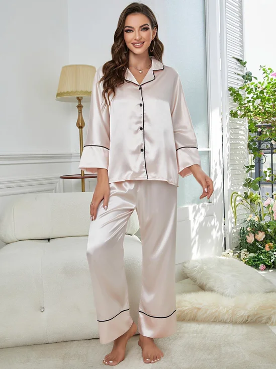 Ensembles de Pyjama Femmes Simple Plain Toutes Les Saisons Respirable Sportif & Intérieur Coupe Régulière Manches Longues Droit Régulier